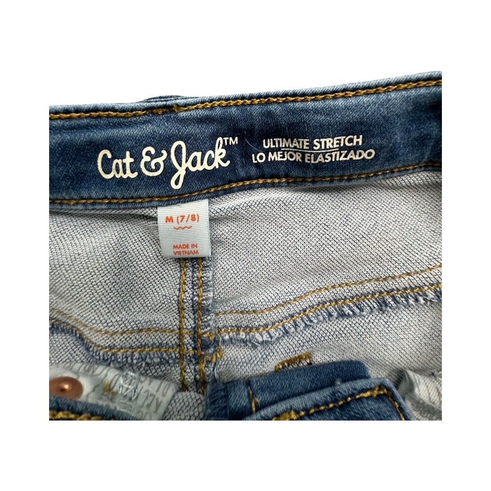 Cat & Jack Denim Skirt Girls M (7/8) Blue Button Front Ultimate Stretch Mini - Picture 3 of 7